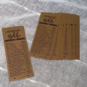 Bible Emergency Numbers Bookmark Bible Page Marker Qty 25 Brown Card Stock NWOT